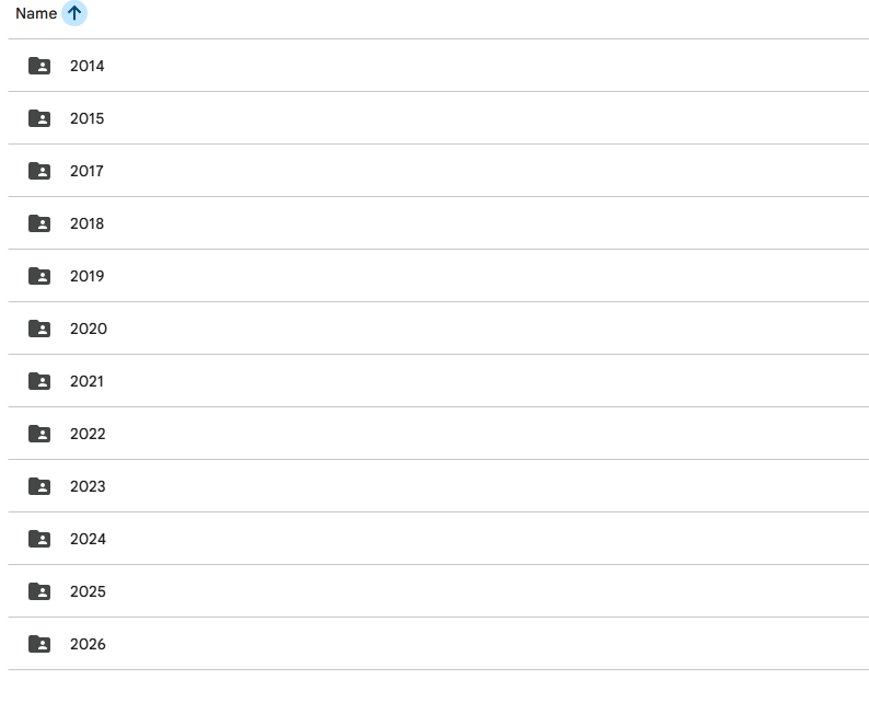 Output folders, one per year, generated by the Instagram Archiver